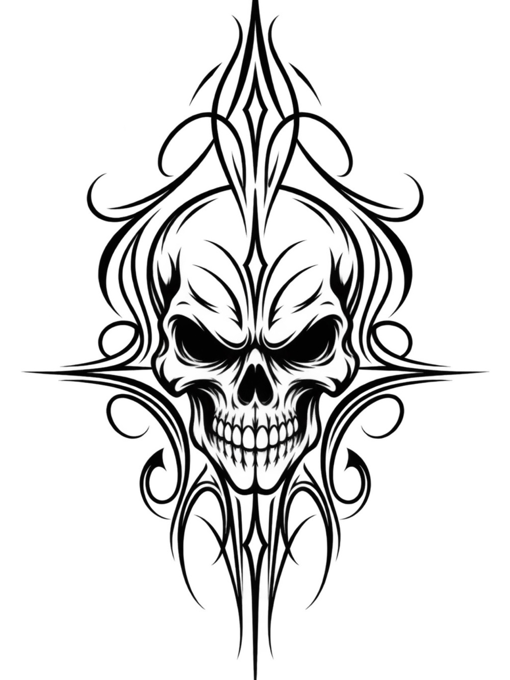 Black Skull Ornamental Wall Art - Gothic Home Wall Decor